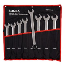 SUNEX 8 piece Metric Full Polished V-Groove Combination Wrench Set
