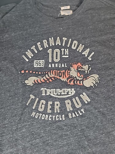 Triumph X Lucky Brand Triumph Motorcycles Tiger Run Mens XL Slim Gray T-Shirt