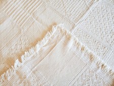Vintage Cream Throw Blanket Textured Jacquard...