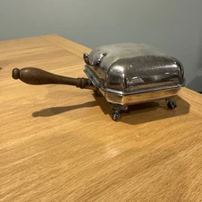 Vintage Silent Butler Crumb Catcher With Wood Handle Glass Insert