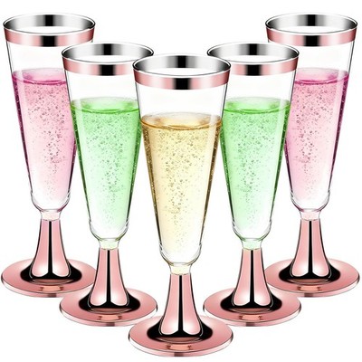 GuanQiao 40x Clear Plastic Champagne Flutes, 5.5oz Disposable Stemless Wine Glas