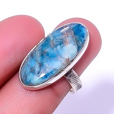 Neon Blue Apatite - Bahia Mines 925 Silver Plated Ring s.8 R1980-18