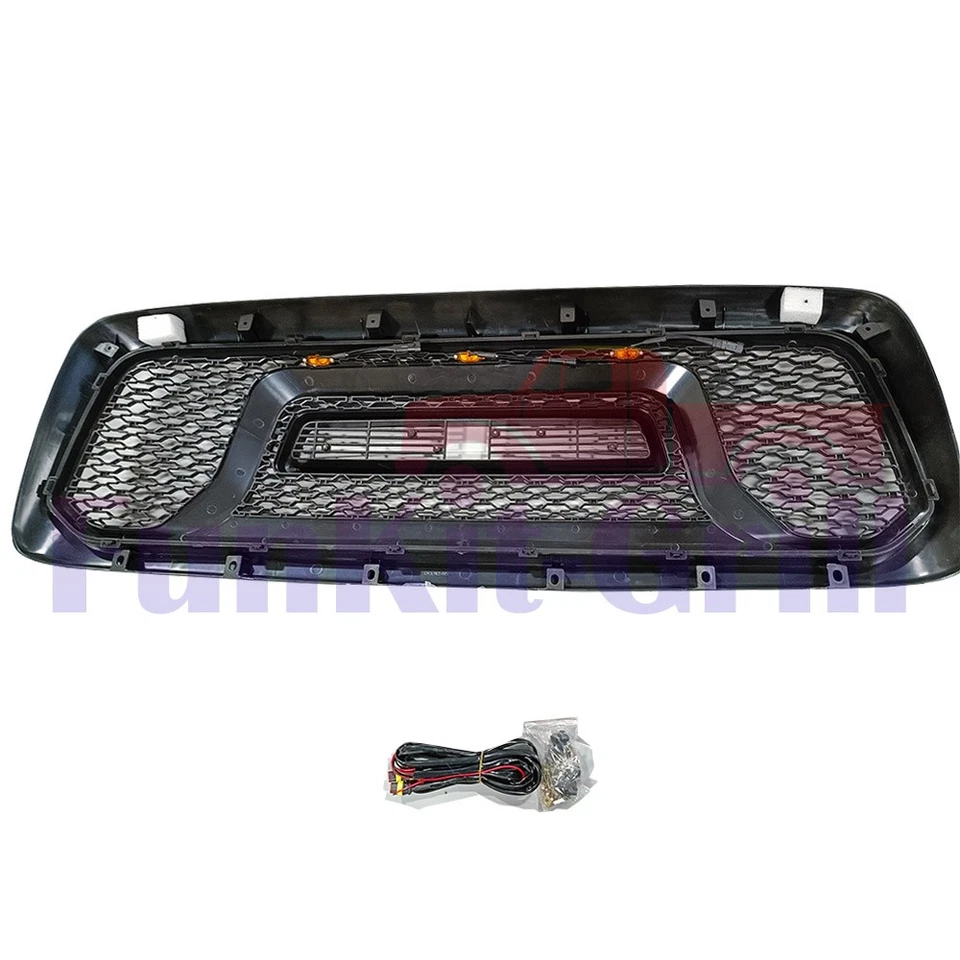 Parrilla delantera negra mate con letras y luces para Dodge Ram 1500 2500 3500 2002-2005 Foto 2 de 4