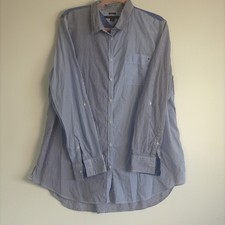 Tommy Hilfiger Men s Blue Striped Button Down Dress Shirt Size XL Preppy