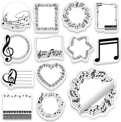MWOOT 12er Haftnotizen Musiknoten-Design – Notizblöcke für Schule, Uni, Büro
