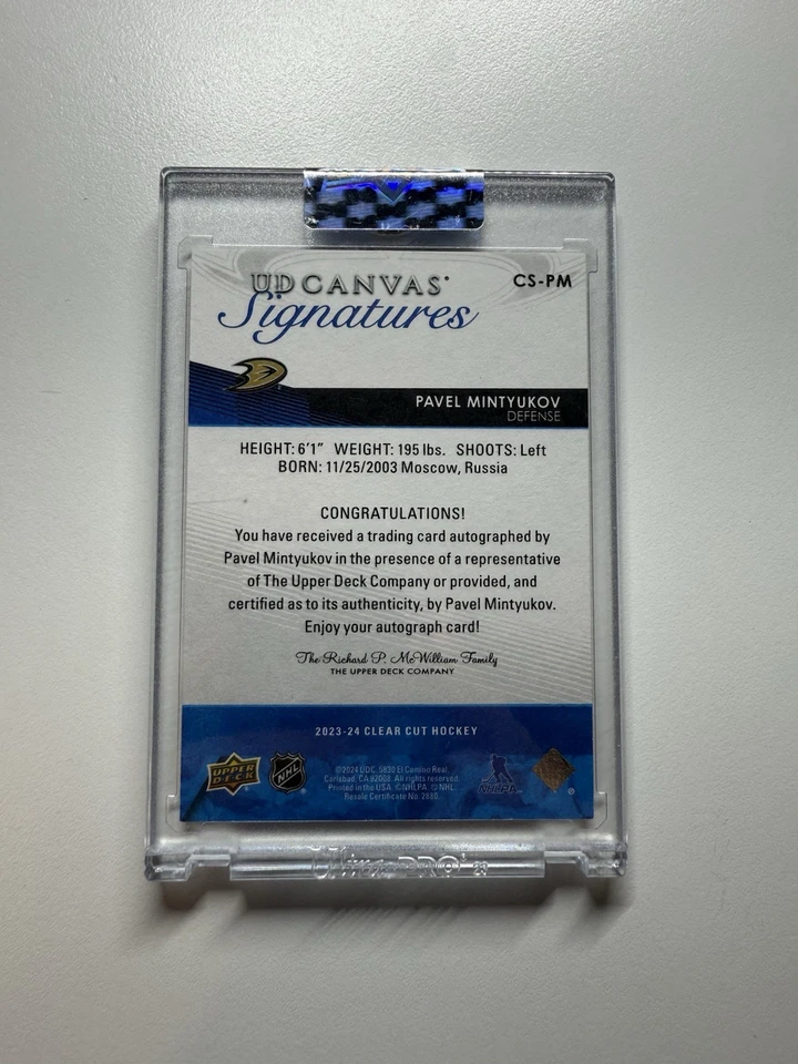 PAVEL MINTYUKOV 2023-24 CLEAR CUT CANVAS AUTO RED INK /34 - Image 2 of 2