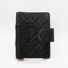 CHANEL Cambon Line Cover per notebook in pelle di agnello nero rosa