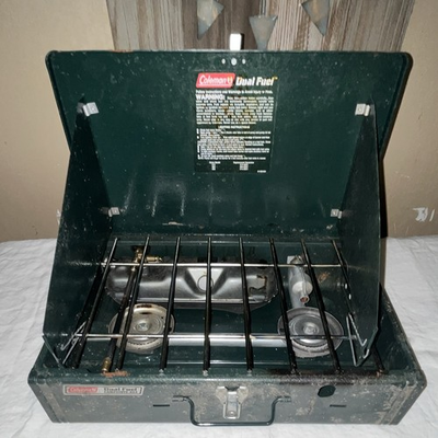 #ad Coleman Dual Fuel 424 Camp Stove Green – USA Made – Dual Burner USED $97.56