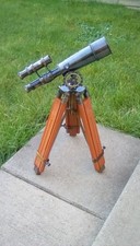 Solid Brass Double Barrel Telescope With Wooden Tripod Nautical Spyglass Scope