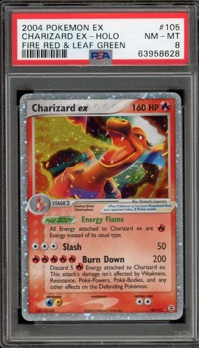 Pokemon Charizard ex EX Fire Red & Leaf Green Holo Ultra Rare #105 PSA 8
