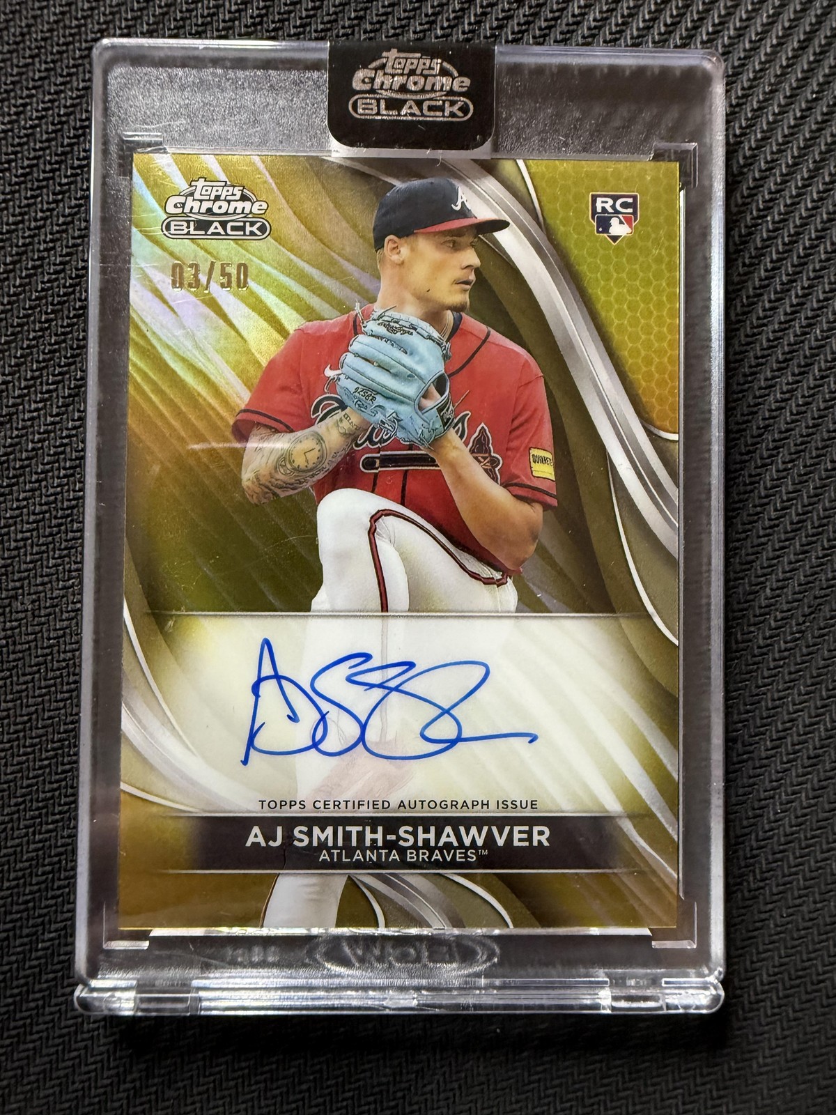 2024 Topps Chrome Black AJ Smith-Shawver Gold Refractor Auto #/50
