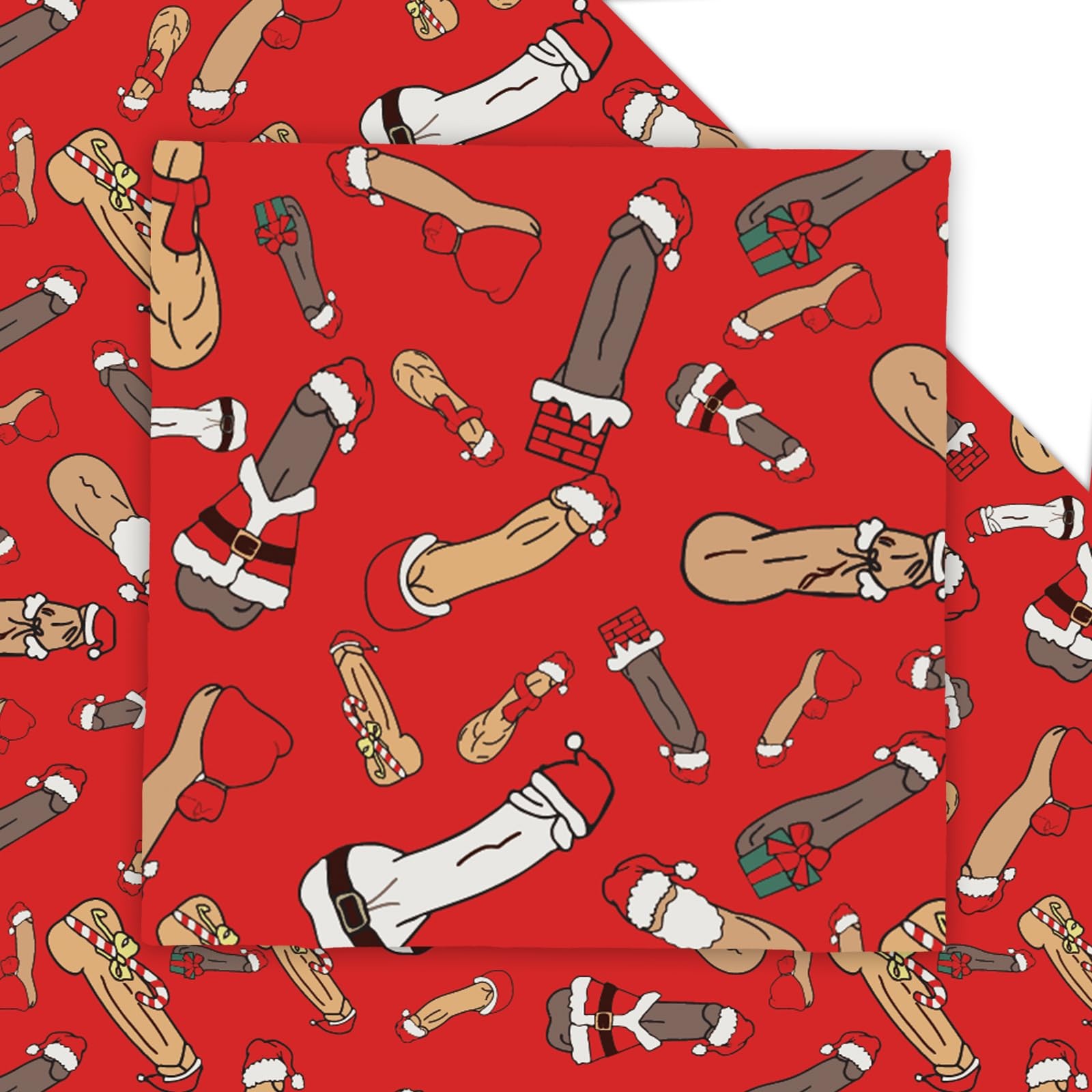 Adult Red Christmas Gift Wrapping Paper Bulk Folded Flat...