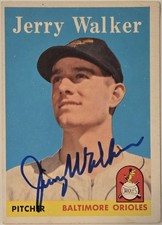 1958 TOPPS Jerry Walker Auto Card #113 Rookie Baltimore Orioles Vintage Signed . rookie card picture