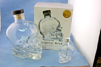 2 CRYSTAL HEAD VODKA BOTTLES 750ML WITH BOX & 50ML ADDED TWO SHOT GLASSES
