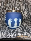 Early 20th C. Wedgwood Blue JASPERWARE 5.25” Biscuit Barrel Jar & Lid , — photo 4