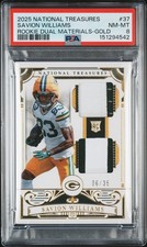 2025 NATIONAL TREASURES ROOKIE DUAL MATERIALS GOLD SAVION WILLIAMS RC /35 PSA 8