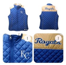 Carl Banks Quilted Vest Jacket Adult Lg Kansas City Royals Baseball Blue New