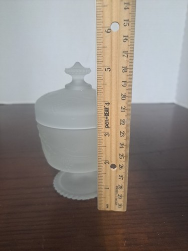 Piatto polvere vintage Avon in vetro smerigliato con motivo vite uva - Foto 9 di 10