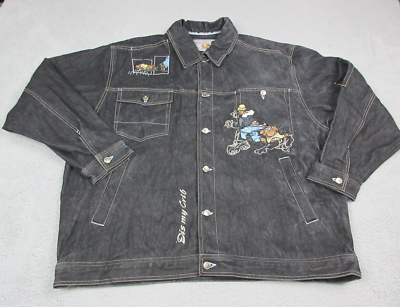 Raw Blue Jacket Mens Adult 2X Black Denim Y2K Hip Hop Rap 