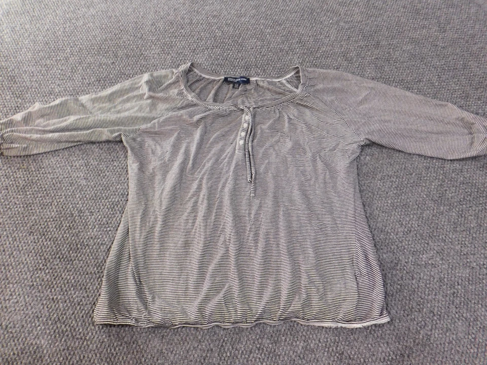 Blusa Jones New York XL extra grande preta feminina listrada branca assinatura - Imagem 4 de 4