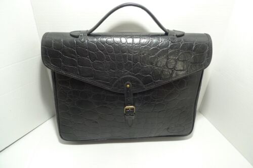 MULBERRY - LEATHER BRIEFCASE- ATTACHE - CROC PATTERN - MADE IN ENGLAND