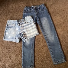 girls size 5 jean/short lot of 2 adjustable waist