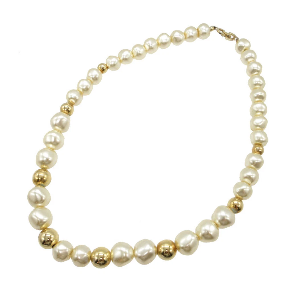 Christian Dior Necklace Metal White G 47cm Ladies accessories Authentic CD