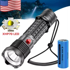 Underwater 90000LM P70 LED Diving Flashlight Waterproof Rechargeable Scuba Torch