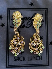 Lunch At The Ritz SEAHORSE DANGLES post Earrings; New/Never Worn; RARE!