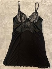Black Lace  Mesh Lingerie Nightie Dress with Bow Details Size Small