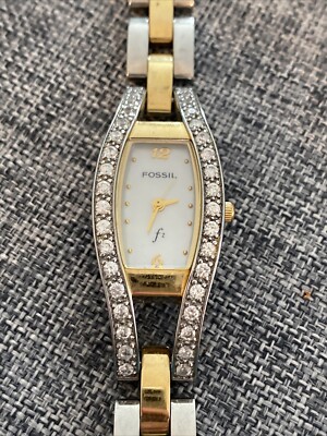 FOSSIL Two Tone Rhinestone ES-9361 Watch New Battery | eBay display picture 2