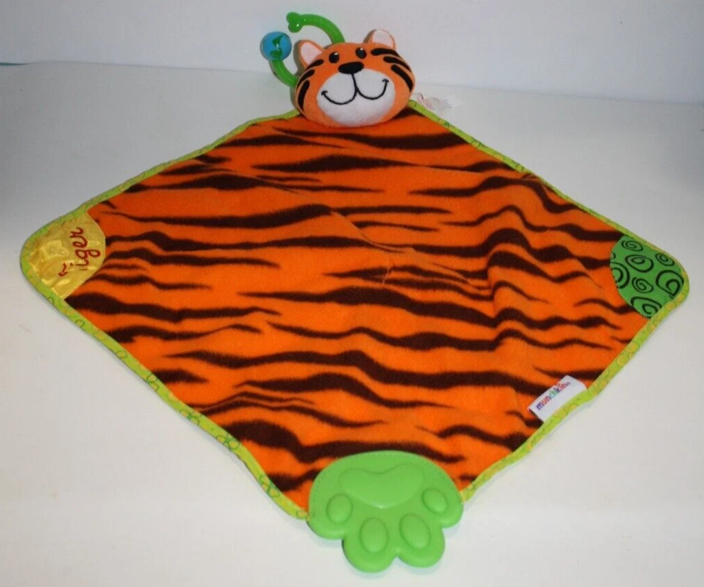 Munchkin Tiger Security Teething Baby Blanket 13" Crinkle Satin Lovey Soft Toy
