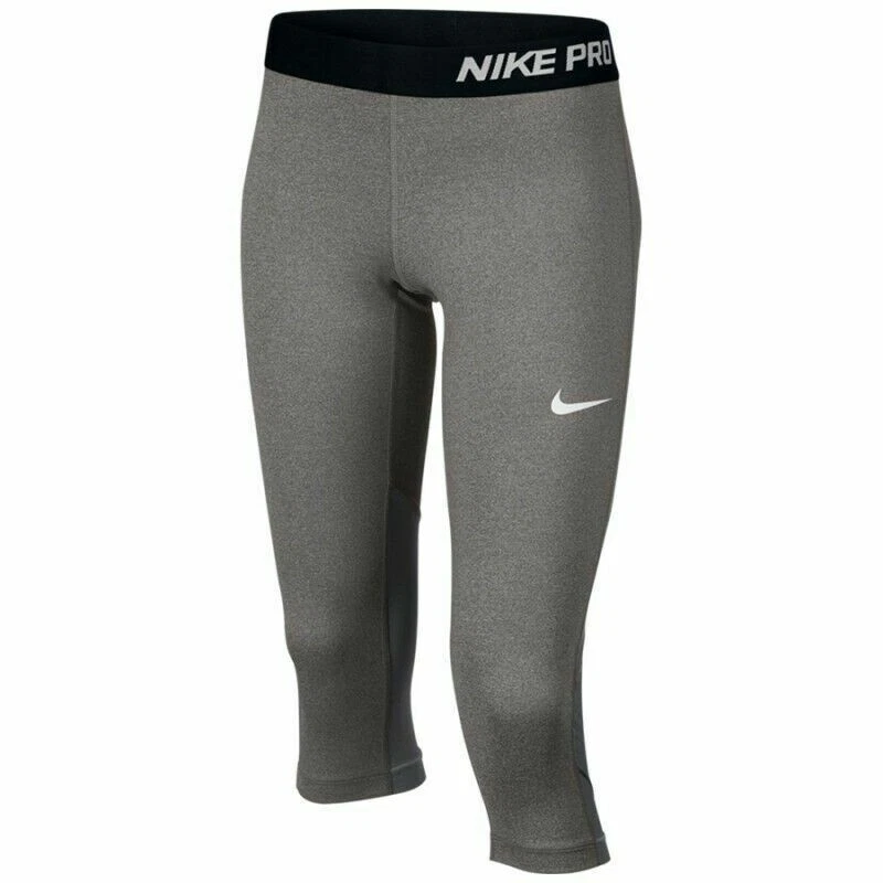 Nike Pro Dri Fit Youth Girls Grey Capri Tights 819608 063 Size