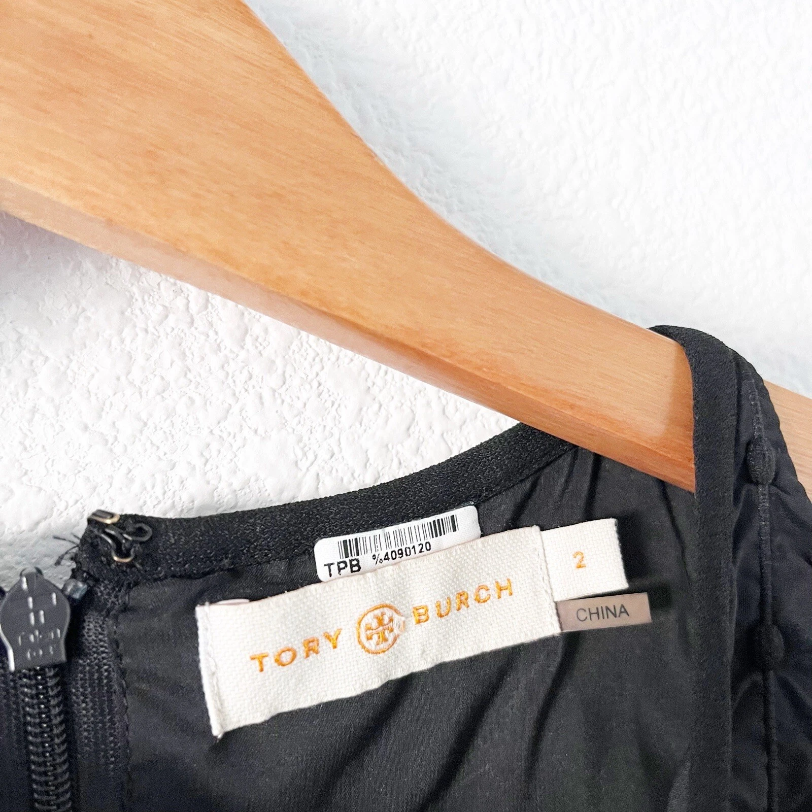 Abito nero Tory Burch collo a equipaggio testurizzato taglia 2