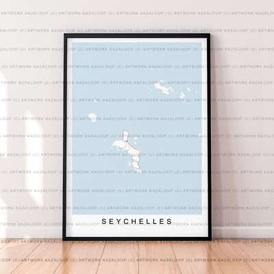 Seychelles Map Poster Print Seychelles Unframed Island Wall Art Ocean Decor