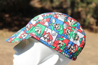 CYCLING CAP  Mario  brothers HANDMADE IN USA   S M L
