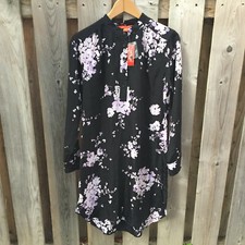 NWT Joe Fresh black & pink floral shirt dress - size S