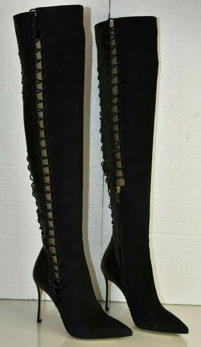 Bottes Sergio Rossi En Python Daim Noir – Modèle Over The Knee, Taille 36/36.5, Jamais Portées !
