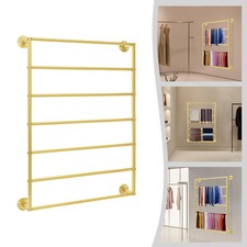 Gold 7-tier Wall Mounted Scarf Rack Display Rack Towel Storage Rack Carbon Steel