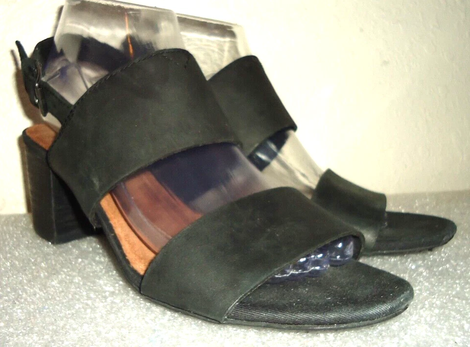 Sandalias de tacón Toms Poppy para mujer talla 8,5/39 negro tono gamuza ligeramente Foto 4 de 4