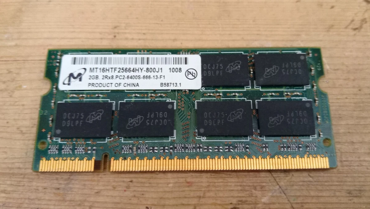 Mémoire RAM Kingston 2 Go DDR2 SO-DIMM PC2-6400s Pour PC Portable - Occasion Testée