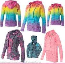New Ladies Burnout Hooded Sweatshirt S-2XL Womens Courtney V-Notch Hoodie BH2611