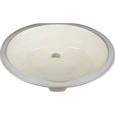 17" Large Porcelain Oval Bowl Undermount Parchment Bathroom Ceramic Sink Basin