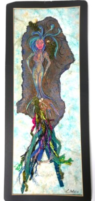 Lori Felix Painted Paper Mixed Media Original OOAK HAND SIGNED 20'' H X 8'' W