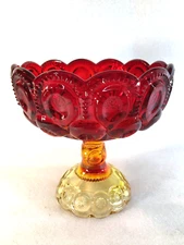 L.E. Smith Amberina Moon & Stars Pedestal Compote