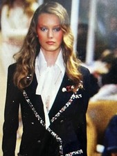 CHANEL 05C BLACK TWEED DOUBLE BREASTED JACKET JEWELED TRIM CC BUTTONS FR38-FR40