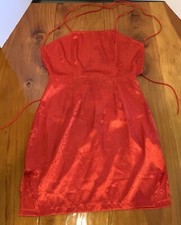pretty little thing red satin oriental lace back bodycon dress sz 4