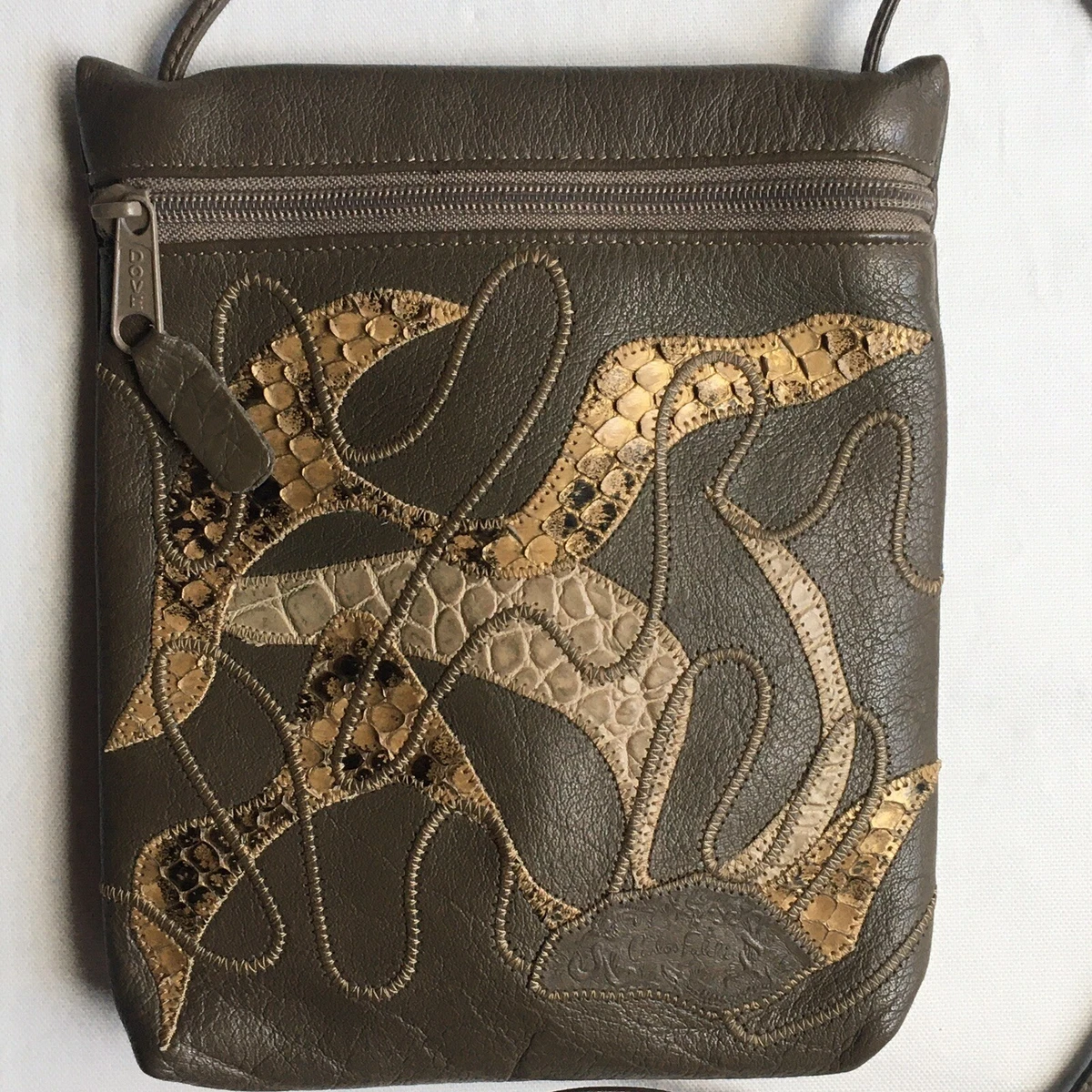 Carlos Falchi Crossbody Handbag Purse Vintage Small Brown Snake