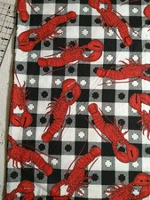 REMNANT Vtg Crawfish On Black White Fabric "Run Lobster Run by Joe Boxer 1994