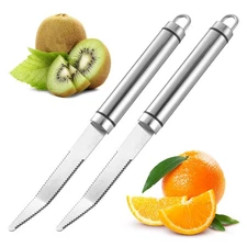 2 Pcs Stainless Steel Citrus Knife Curved Serrated Knife for Grapefruit Orange